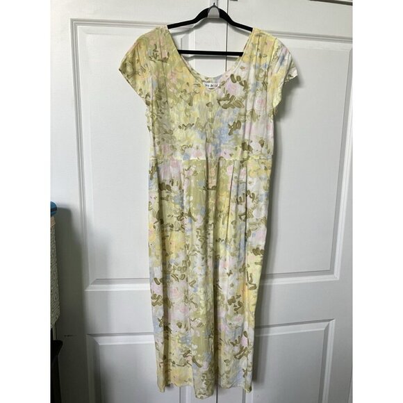 Vintge Jams World Maxi Dress Womens XXL Painted Flowers Rayon Resort Beach - Picture 11 of 12